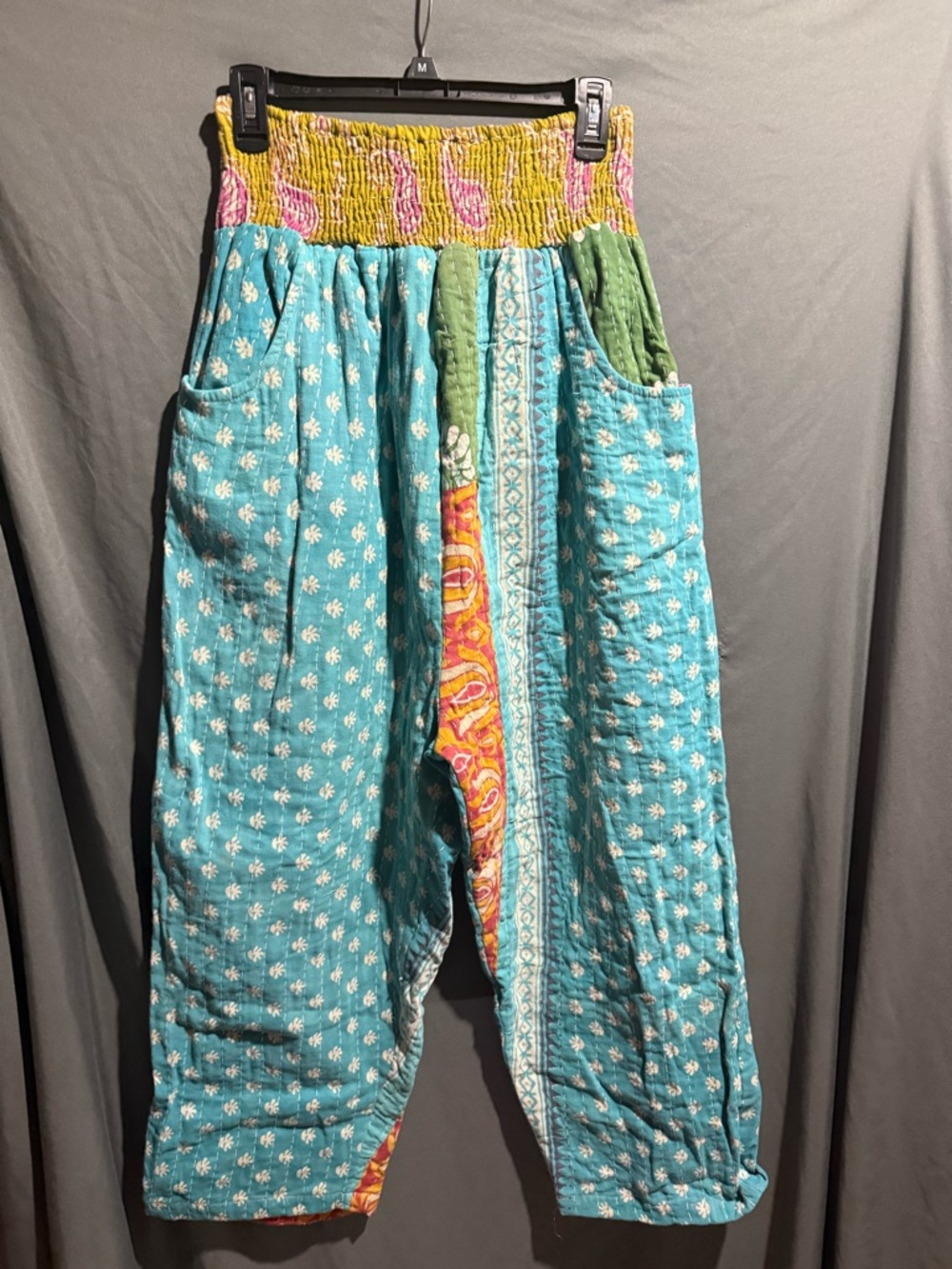 She’s 1 Oak, Boho Kantha Harem Pants - Turquoise & Green- New